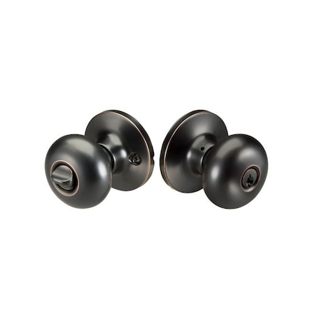 Yale Entry Lock Sinclair Knob Kwikset Keyway Oil Rubbed Bronze Finish SNE10BP6